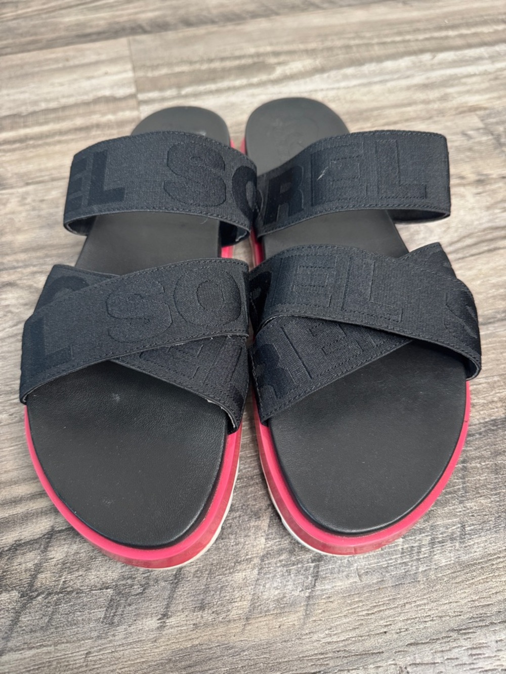 Sorel Roaming Sport Slides Sandals Black/Pink Size 12 Walking Vacation Summer - Picture 3 of 9
